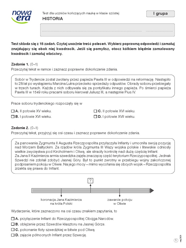 Test Z Historii Klasa 6 Dzial 3