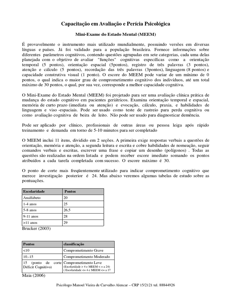 Teoria MEEM | PDF | Cognição | Demência