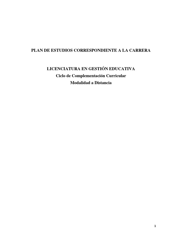 Licenciatura en Gestión Educativa a Distancia | PDF | Plan de estudios ...
