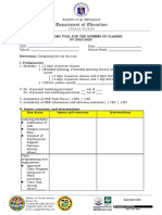 Monitoring Tool For The Opening of Classes SY 2022-2023: Barcode Here