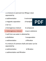 Seperation of Substances Practise Sheet