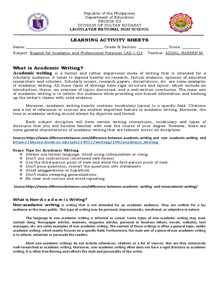 Las 1-Eapp Q3 | PDF | Thesis | Narration