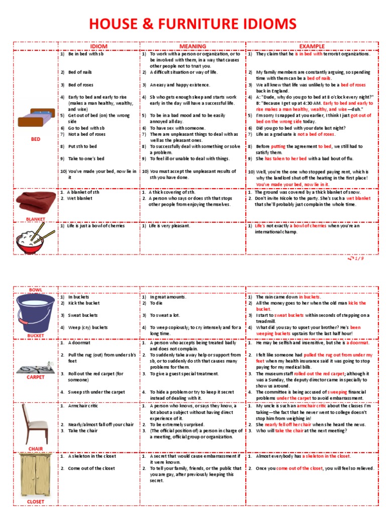 House & Furniture Idioms A Guide to Common Expressions Related to