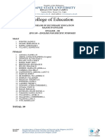 College of Education: Bachelor of Secondary Education Major in English English - 2B