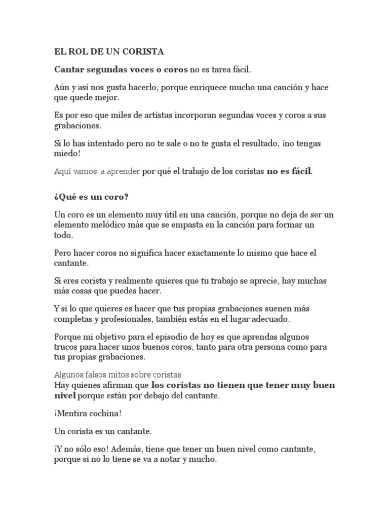 Cómo ser un corista eficaz | PDF | Coro | Canciones