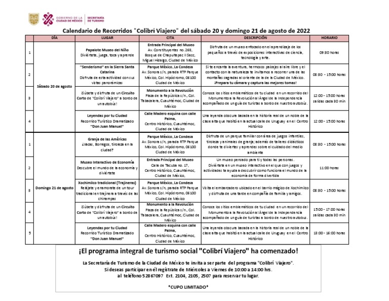 Calendario Pob Abierta 20 21 Ago 22 | PDF | Ciudad de M&eacute;xico | M&eacute;xico