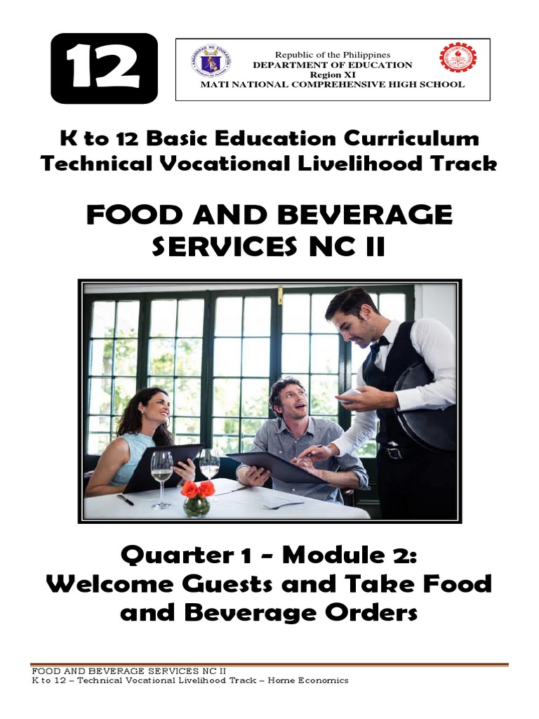 UC2 Guests and Take Food and Beverage Order PDF Menu