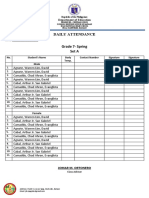 Daily Attendance Grade 7-Spring Set A: Department of Education