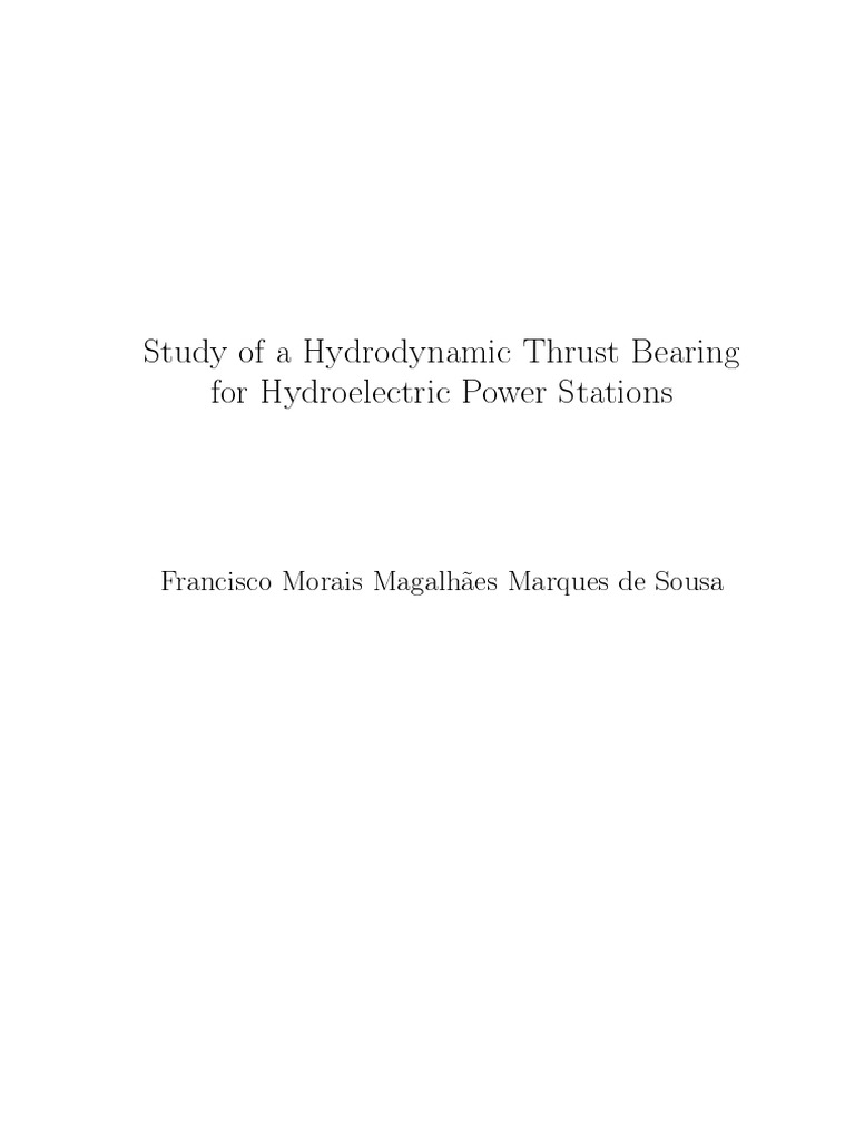 Study of A Hydrodynamic Thrust Bearing For Hydroelectric Power Stations