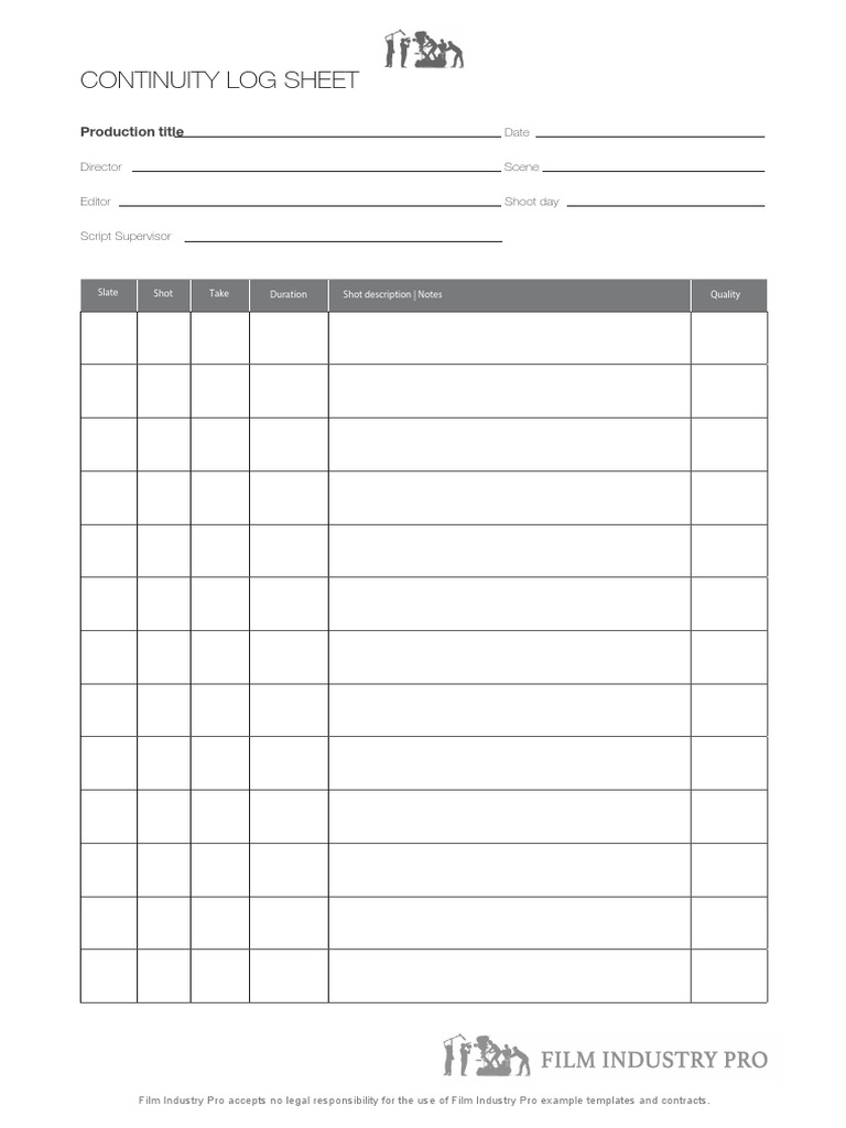 FIP Continuity Log Sheet PDF