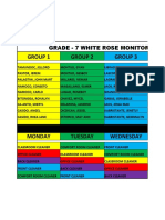 Group 1 Group 2 Group 3: Grade - 7 White Rose Monitorial Assignment