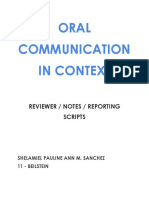 Oral Communication in Context: Reviewer / Notes / Reporting Scripts