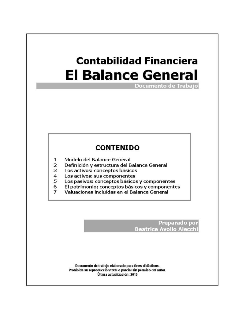 Definición y Estructura del Balance General | PDF | Liquidez de mercado ...