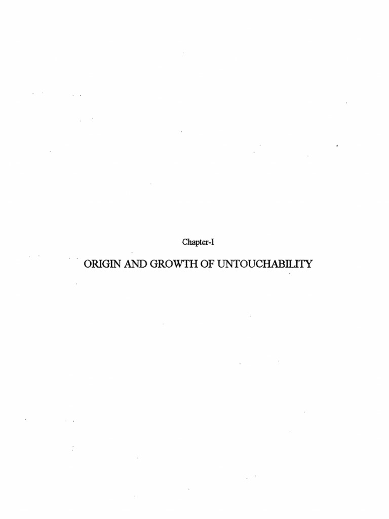 Origin and Growth of Untouchability ChapterI PDF Dalit Indian