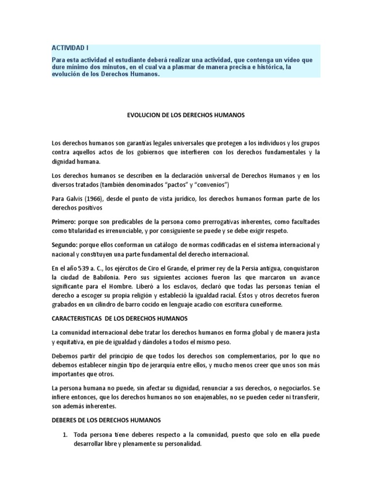 Evolución y Características de Derechos Humanos | PDF | Derechos ...