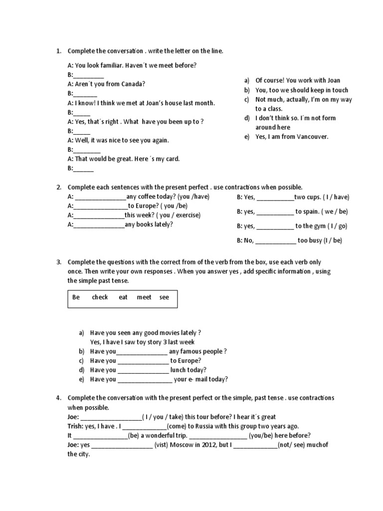 Complete The Conversation | PDF | Linguistics