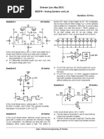 Endsem (Jan.-May 2021) EE2019 - Analog Systems and Lab Total Marks: 50 Duration: 3.0 Hrs