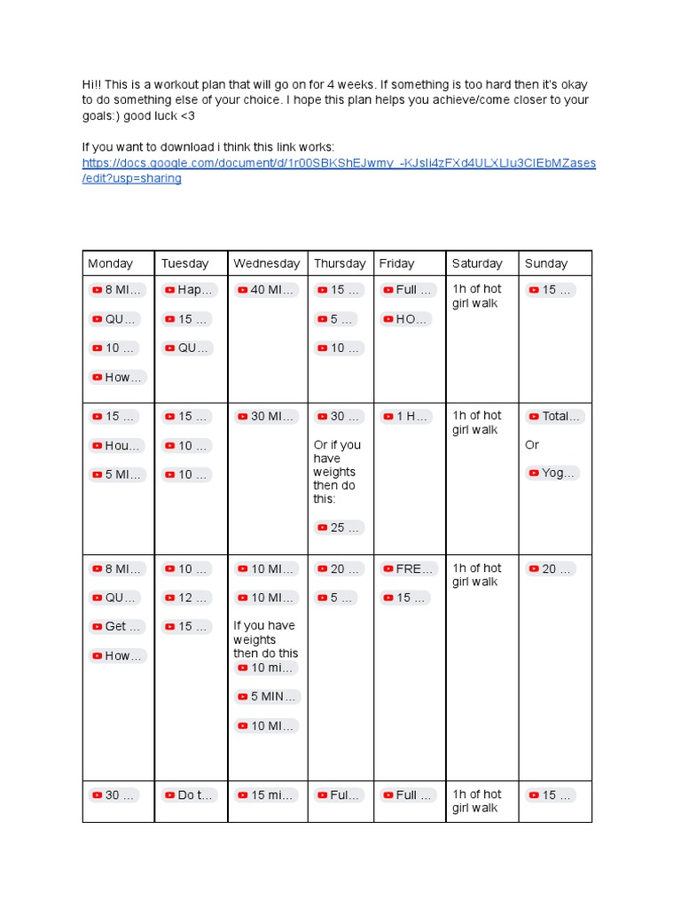 Workout Plan | PDF