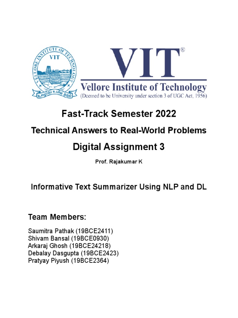 FastTrack Semester 2022 Technical Answers To RealWorld Problems