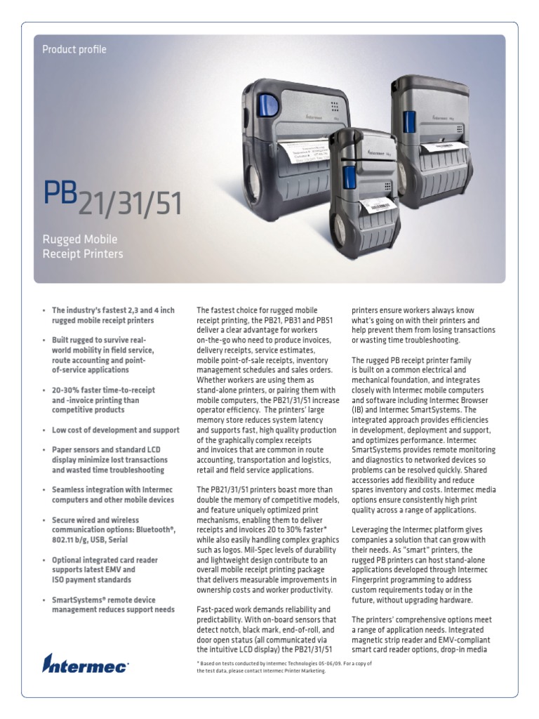 PB21 PB31 PB51 Specifications | PDF | Printer (Computing) | Receipt