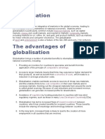 Globalisation: Intro Globalisation Refers To The Integration of Markets in The Global Economy, Leading To