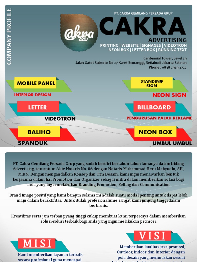 Profil Perusahaan Cakra Advertising | PDF | Seni