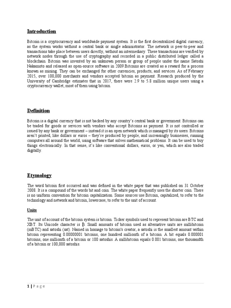 Bitcoin Is A Cryptocurrency and Worldwide Payment System | PDF | Bitcoin |  Cryptocurrency