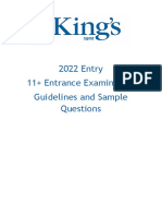 2022 Entry 11+ Entrance Examination Guidelines and Sample Questions