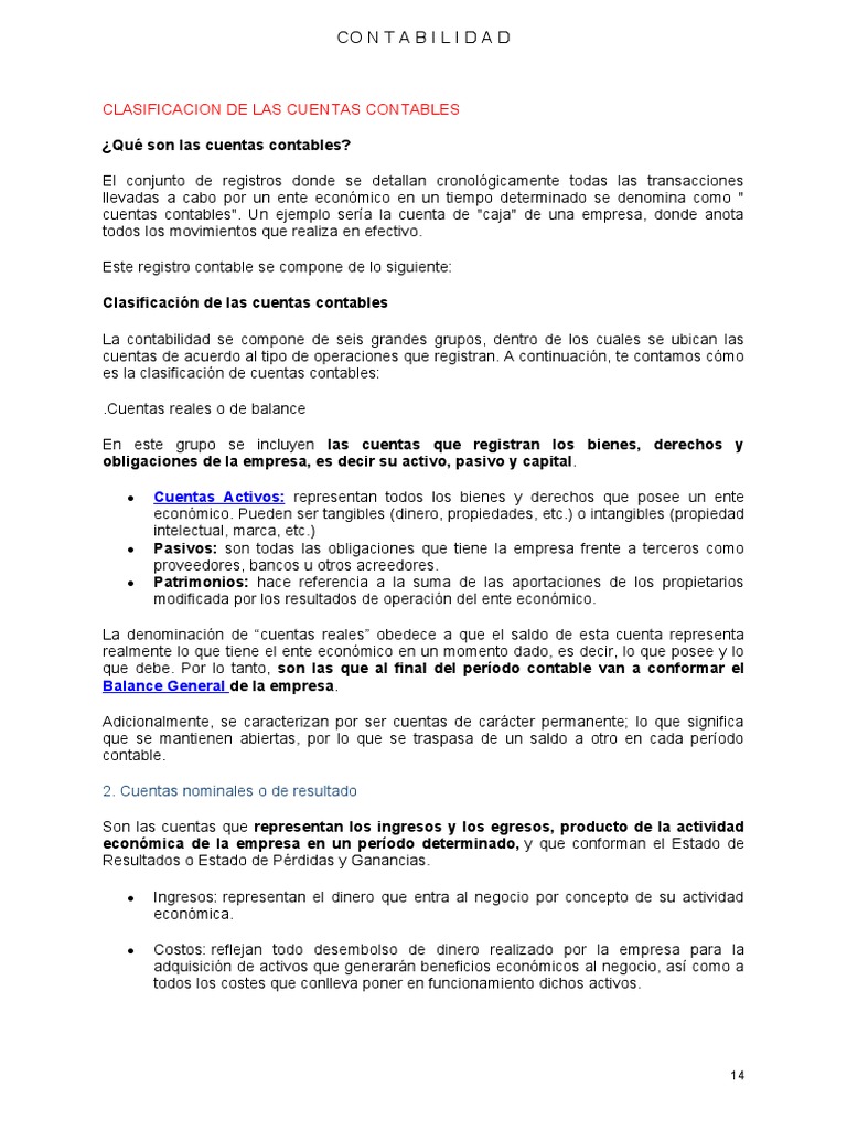 Clasificación de Cuentas Contables | PDF | Contabilidad | Business