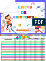 Calendario escolar semanal de asistencia