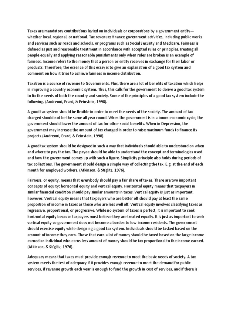 A Good Tax System PDF Taxes Equity (Economics)