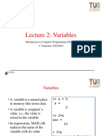 Lecture 2: Variables: Introduction To Computer Programming (802201) 1 Trimester, 2022/2023