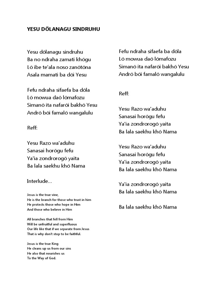 Lirik Yesu Dola Nagu | PDF