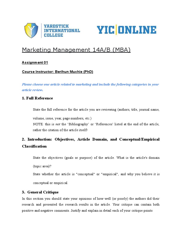 Marketing Management Assignment Guide | PDF | Validity (Statistics ...