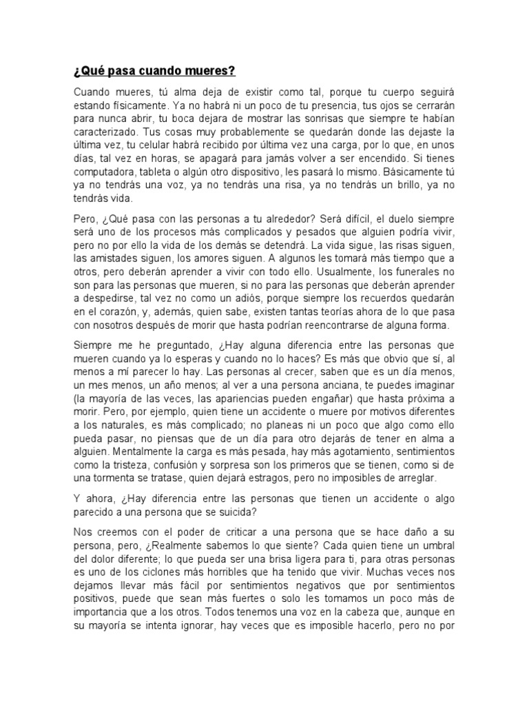Qué Pasa Cuando Mueres PDF