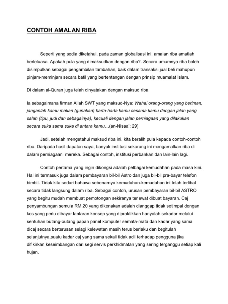 Contoh Amalan Riba Pdf