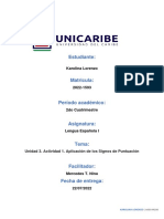 Lorenzo Karolina Unidad 3. Actividad 1. Aplicación de Los Signos de Puntuación