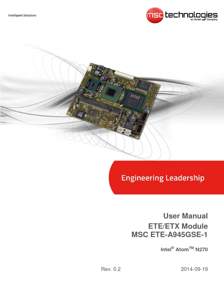 User Manual ETE/ETX Module MSC ETE-A945GSE-1: Intel Atom N270 | PDF ...