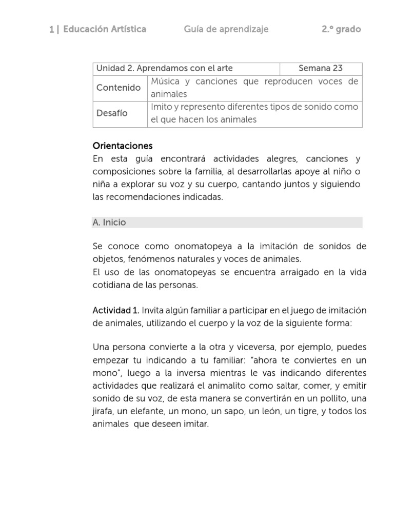 Actividades de Arte para 2° Grado | PDF | Canciones | Aprendizaje