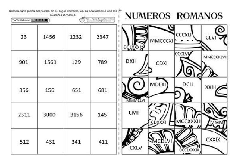 Rompecabezas Numeros Romanos | PDF