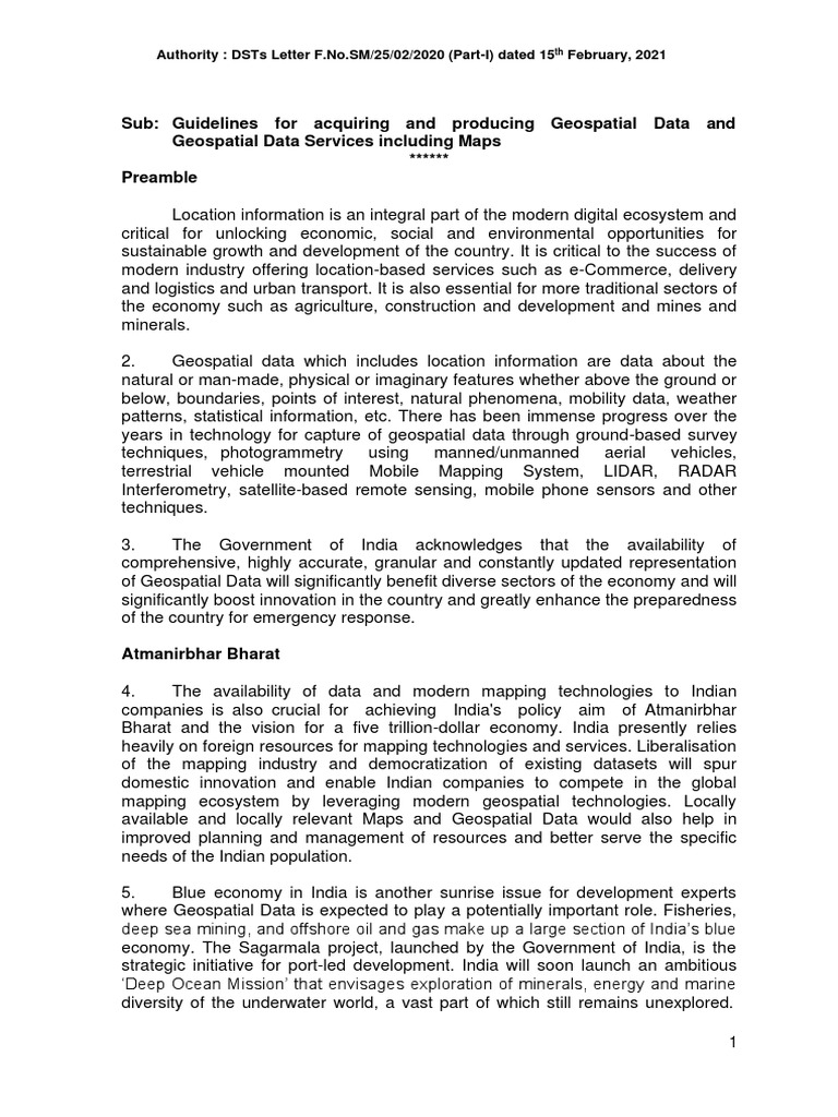 Sub guidelines for acquiring and producing geospatial data and