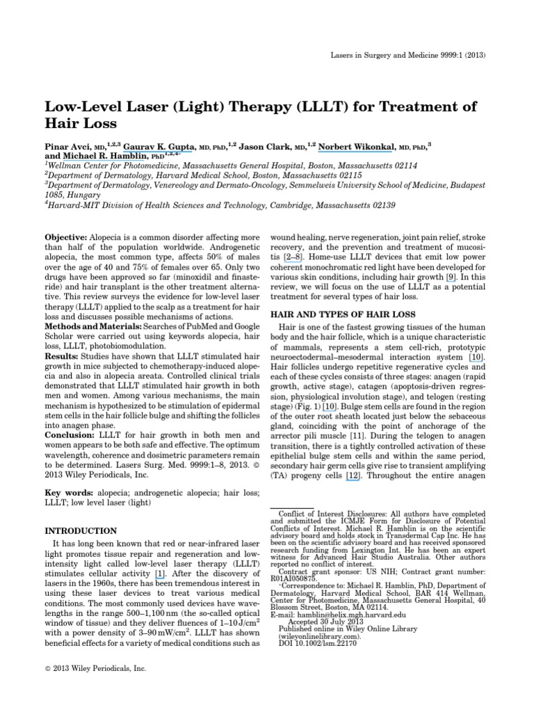 Low Level Laser Light Therapy LLLT For T PDF Medical Specialties
