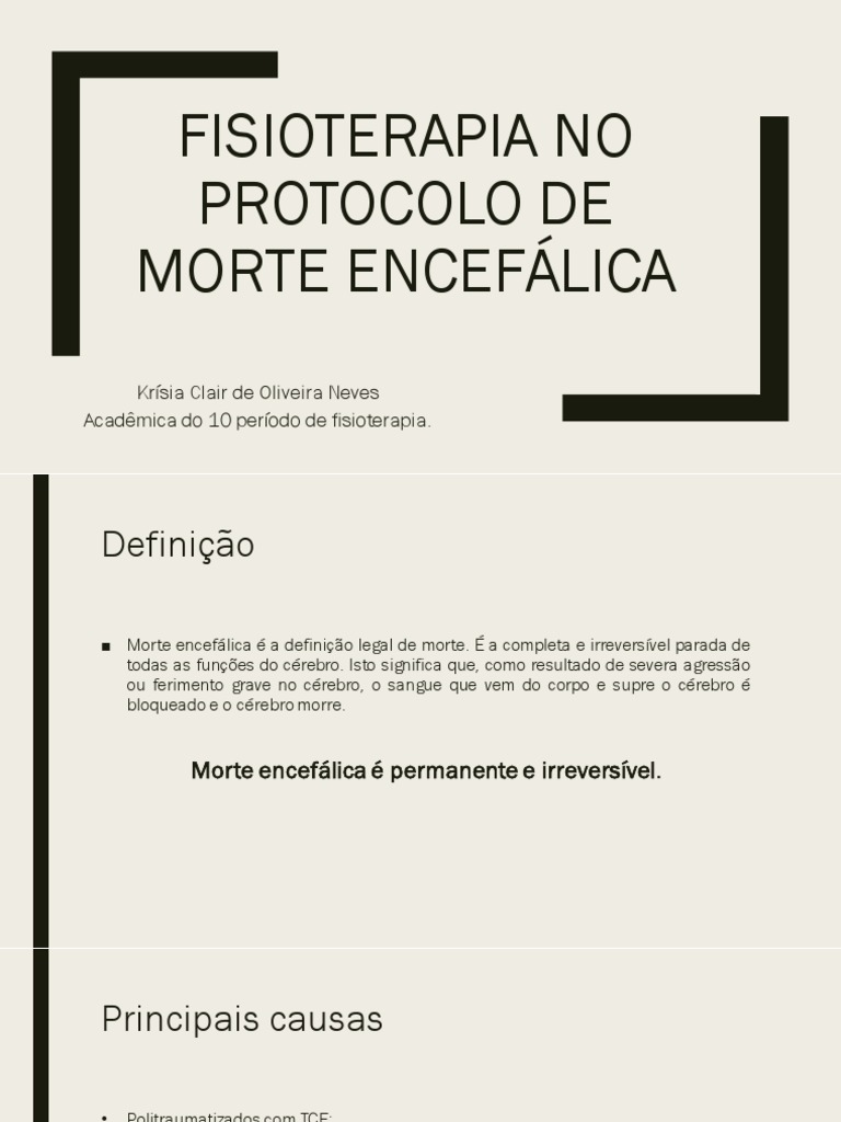 Fisioterapia e Protocolo de Morte Encefálica PDF Especialidades