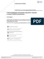 Critical Pedagogy and Popular Education: Towards A Unity of Theory and Practice