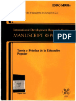 Carlos Rodrigues Brandão, Marcela Gajardo, Orlando Fals Borda - Teoría y Práctica de La Educación Popular-IDRC Manuscript Reports (1983)