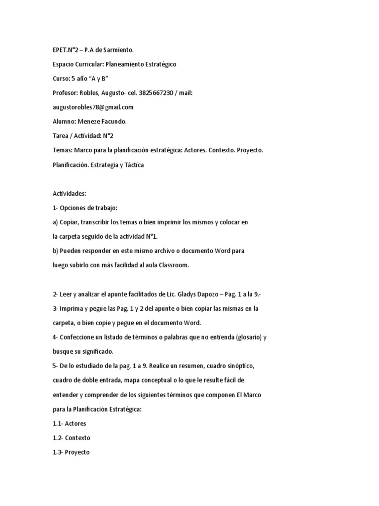 Planeamiento Estratégico Pdf Planificación Estratégica Planificación