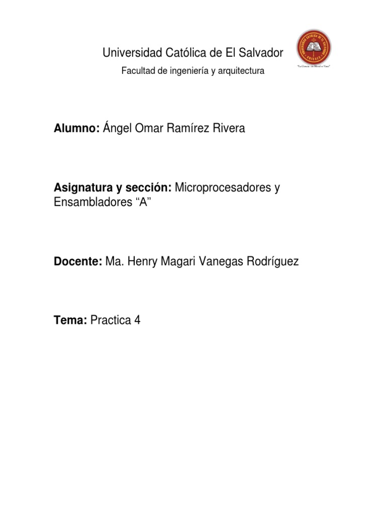 Practica Microprocesadores Pdf Lenguaje Ensamblador Archivo De