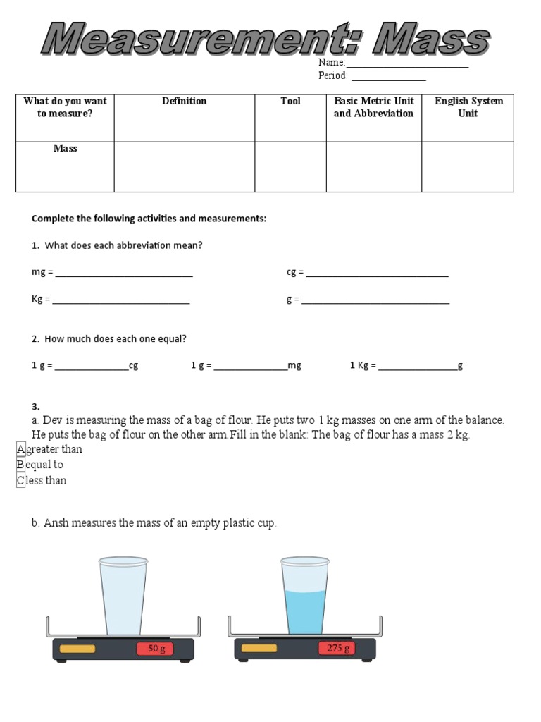 Metric Mass Measurement: A Hands-On Activity to Explore the Metric