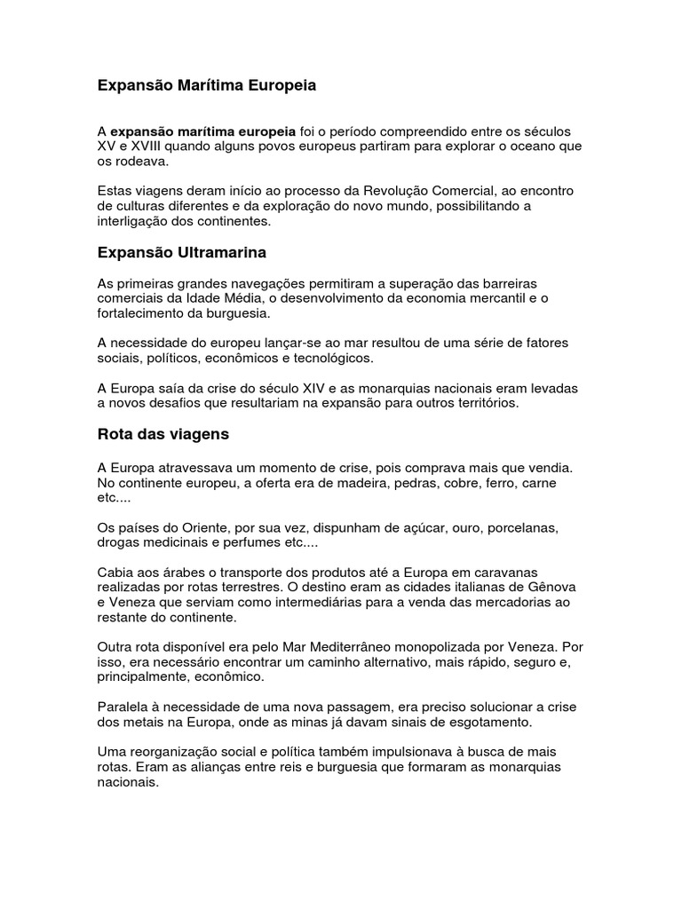 Expansão Marítima Europei1 | PDF | Era dos Descobrimentos | Europa