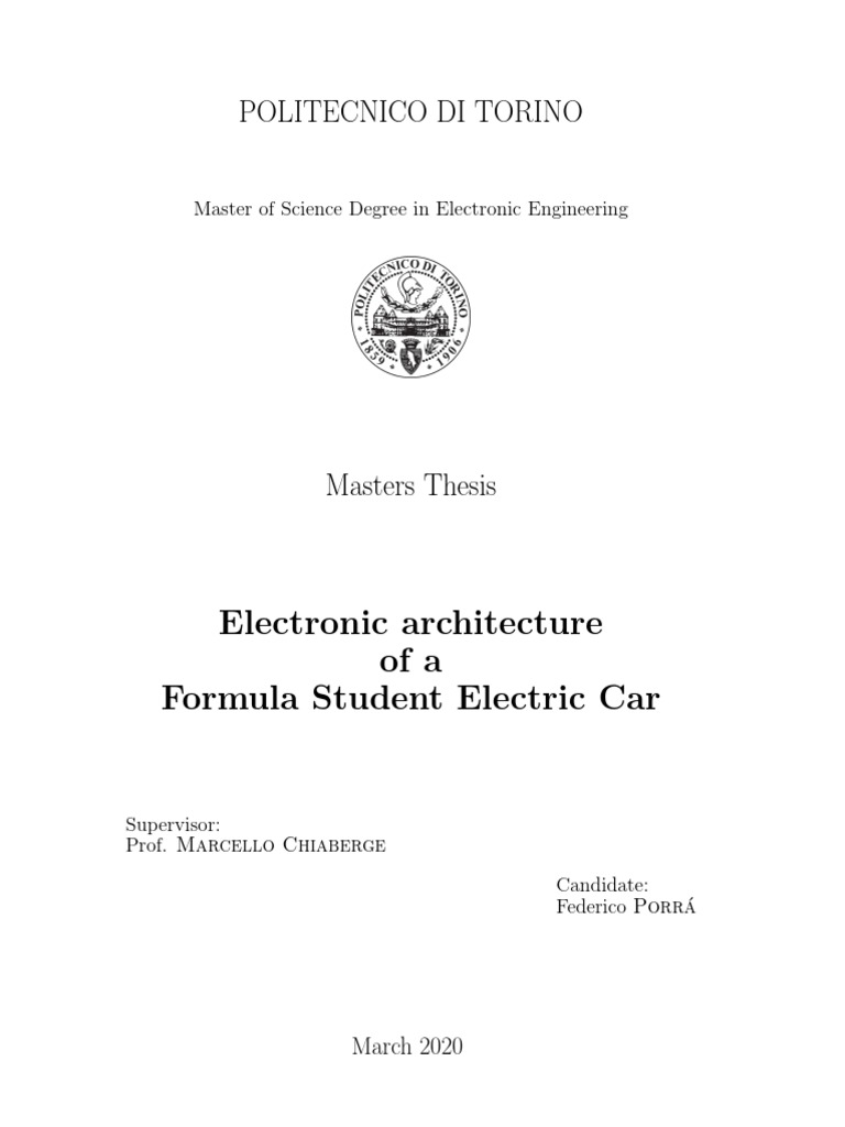 Electronic Architecture Ofa Formula Student Electric Car: Politecnico ...